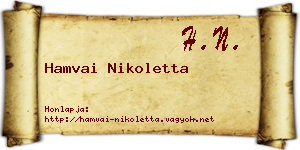 Hamvai Nikoletta névjegykártya